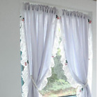 1 Panel Lace Checked Curtains Balcony Short Curtain Rod Pocket Light Filtering