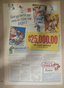 Borden's Milk Ad: Name Elsie's Baby Contest ! from 1940's Size: 11 x 15 inches