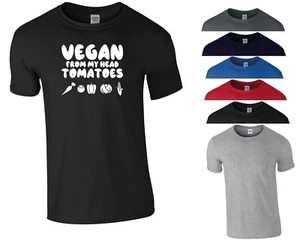 T-shirt vegetariana vegana dalla mia testa pomodori cibo moda divertente regalo uomo top - Foto 1 di 7