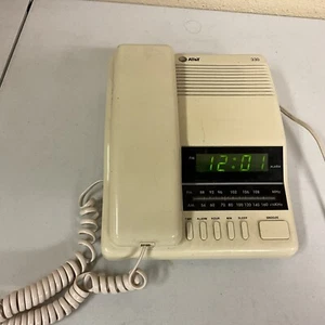 Vintage AT&T Model CRT 330 Desk Corded Telephone Digital Clock Alarm AM/FM Radio - Picture 1 of 3