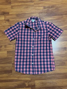 Old Navy Boys Blue and Red Plaid Short Sleeve Button Down Shirt Size Medium - Picture 1 of 3