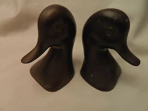 CUTE VINTAGE BRASS DUCK BOOKENDS - Picture 1 of 1