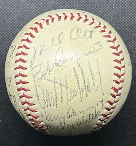 1942 New York Giants Team Signed Baseball w/ Mel Ott