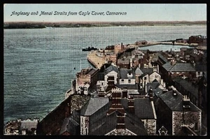 Anglesey And Menai Straits From Eagle Tower Carnarvon Wales Valentine Postcard - Picture 1 of 2