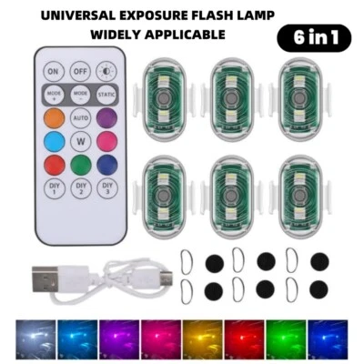6x 8-Colors Remote Control Wireless LED Strobe Light Rechargeable Flashing Light - Image 1 of 4