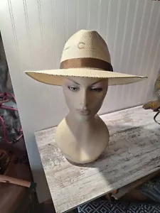 Charlie 1 Horse Straw Cowboy Hat ~ Sz Small Brown Ribbon Side Feather Design - Picture 1 of 10