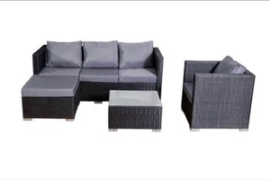 5 Seater Rattan Furniture Set Lounge Corner Sofa Table w/ Cushions Cover Garden - Picture 1 of 3
