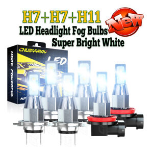 For BMW X1 2012-2018 6000K - 6xLED Headlight Bulbs High Low Beam + Fog Light