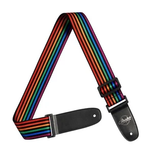 Guitar Strap- Amumu Rainbow Guitar Strap Polyester Cotton - PC06PBK - Picture 1 of 7