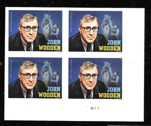 Scott #5833a IMPERFORATE (NO DIE-CUT) John Wooden, Plate Block of 4, MNH - Picture 1 of 1