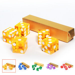 19mm Casino Grade Dice Set with Matching Serial Numbers(Set of 5). 5 Colors