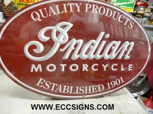INDIAN MOTORCYCLE 1901 LG OVAL SIGN 15" x 24" PARTS EC0259 - Picture 1 of 3
