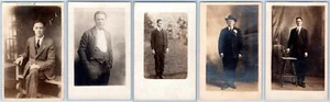 LOT/5 RPPC MEN EARLY 1900's HANDSOME DAPPER DUDES CONDITION VARIES POSTCARD #3 - Picture 1 of 7