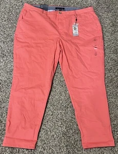 Tommy Hilfiger Hampton Chino Pants Women's 20W Stretch Slim Pink Salmon NWT - Picture 1 of 19