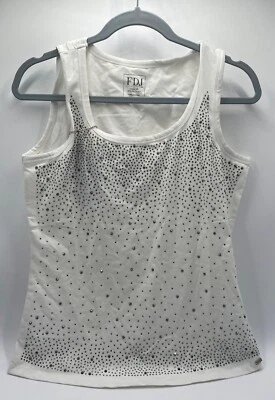 Camiseta sin mangas FDJ para mujer con estrás pequeña blanca Foto 1 de 4