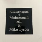 Plaque gravée Muhammad Ali Mike Tyson 105 x 105 mm pour souvenirs de boxe signés