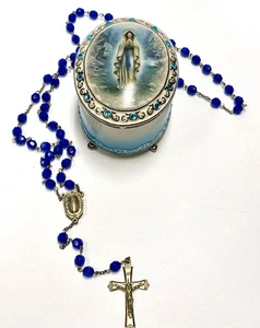 UNSERE LIEBE FRAU VON LOURDES Maria PORZELLAN ROSENKRANZ Spieluhr "AVE Maria" katholisch - Bild 1 von 24