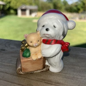 Vintage Homco 2,5" Welpe Hund & Kätzchen Figur Weihnachten Urlaub 5254 - Bild 1 von 4