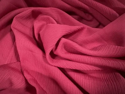 Treebark Georgette Woven Dress Fabric, Per Metre - Plain - Fuchsia - Image 1 of 3
