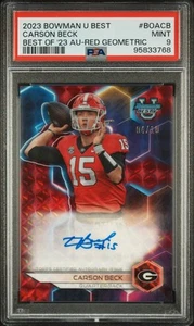 2023 Bowman Best Autograph Carson Beck Red Geometric Auto /10 PSA 9 POP 1 ROOKIE - Picture 1 of 3