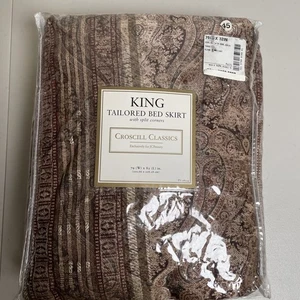 Croscill Classics TANGIER Tailored King Bed Skirt Dust Ruffle JCP Excl. Gold - Picture 1 of 8