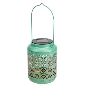 Linterna Solar Exterior Northlight 7" Verde Integrado Patrón Floral con Mango - Imagen 1 de 5