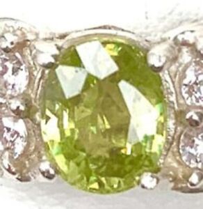 Cluster SPHENE yellow green FIRE SPARKS 7x5 Oval sapphire GORGEOUS Ring sz 7.5