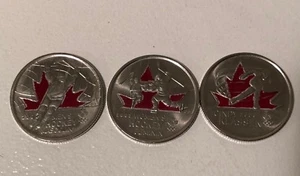 Juego de monedas de 25 centavos Canada Vancouver Olympic Moments 2009 3 cuartos de colores - Imagen 1 de 7