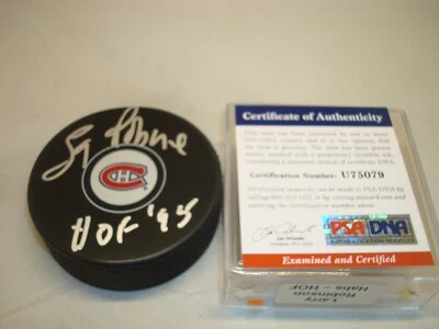 Larry Robinson Signed Montreal Canadiens Hockey Puck Autographed PSA/DNA COA 1A - Image 1 of 3