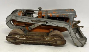 Vintage Hubley #505 Orange Steel Front End Loader w/Wood Wheels For Parts/Repair - Picture 1 of 24