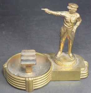 Police Pistol Shooting 6" Figural Ashtray Trophy Award - Vintage - Picture 1 of 5