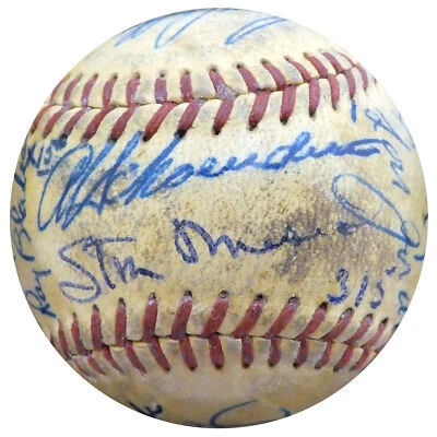 1951 Cardinals Reds Autographed Baseball 23 Sigs Stan Musial Beckett A52633 - Image 1 of 4
