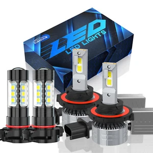 4x LED Headlight High/Low Beam+Fog Light Kit For 2010-2019 2020 Jeep Wrangler - Picture 1 of 16