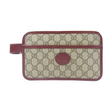 GUCCI GG GHW Business Clutch Bag 025764 PVC Coated Canvas Brown