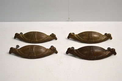 Vintage 30’s-60’s 4x Art Deco Metal Sleek Shape Cabinet Drawer Pull Handles - Image 1 of 4