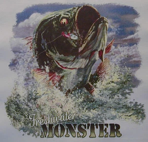 CAMISA DE PESCA ALL AMERICAN OUTFITTERS MONSTRUO DE AGUA DULCE LUBINA #463 - Imagen 1 de 5