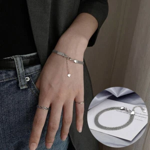 925 Sterling Silver Braided Chain Bangle Gifts Jewellery Cool Womens Bracelet - Picture 1 of 8