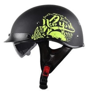 DOT Motorcycle Half Open Face Helmet Moped Helmet with Sun Visor Scooter Helmet - Picture 1 of 44