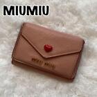 MIUMIU Potrójny portfel Kompaktowy Madras List miłosny Serce Różowy