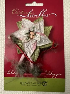 DEPARTMENT 56 CHRISTMAS KRINKLES PATIENCE BREWSTER HOLIDAY PIN Wh/Pk Poinsettia - Picture 1 of 1