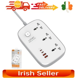 LDNIO Power Strip 3 AC Outlets 4 USB Port Extension Lead Charging Station - Zdjęcie 1 z 22