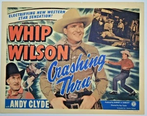 1949 Crashing Thru, Whip Wilson, Vintage Movie Lobby Title Card, Western, BN7 - Bild 1 von 1