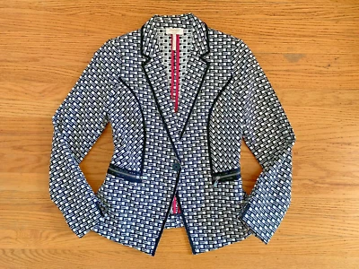 Nova jaqueta blazer texturizada Laundry By Shelli Segal feminina tamanho 2 preta branca - Imagem 1 de 4