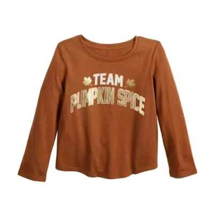 JUMPING BEANS FALL TEAM PUMPKIN SPICE GRAPHIC TEE Girls Size 12 - Picture 1 of 3