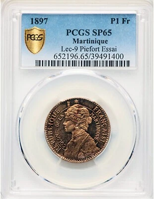 Martinique - 1897 Franc Piefort Essai in PCGS SP65 RRRR - Image 1 of 2