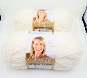 Lote de 2 madejas Lion Brand Vanna's Choice Hilo Pescador Blanco Acrílico 3,5 oz - Imagen 1 de 6