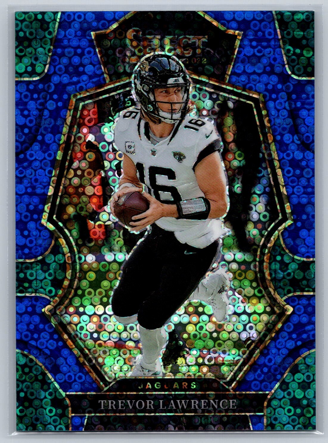 Trevor Lawrence 2022 Select #145 Premier Level Blue No Huddle Disco Prizm /25