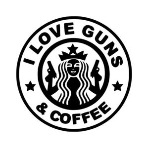 Guns And Coffee I Love Decal #1 3.5"x3.5" Choose Color - Picture 1 of 3