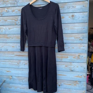 M & Co Plain Black Dress Long Sleeve Jersey Stretch UK14 - Picture 1 of 8