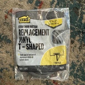 MD Storm Door Bottom Replacement 04226 Vinyl T Shaped 1/2” H X 37”L Gray Seal - Picture 1 of 3